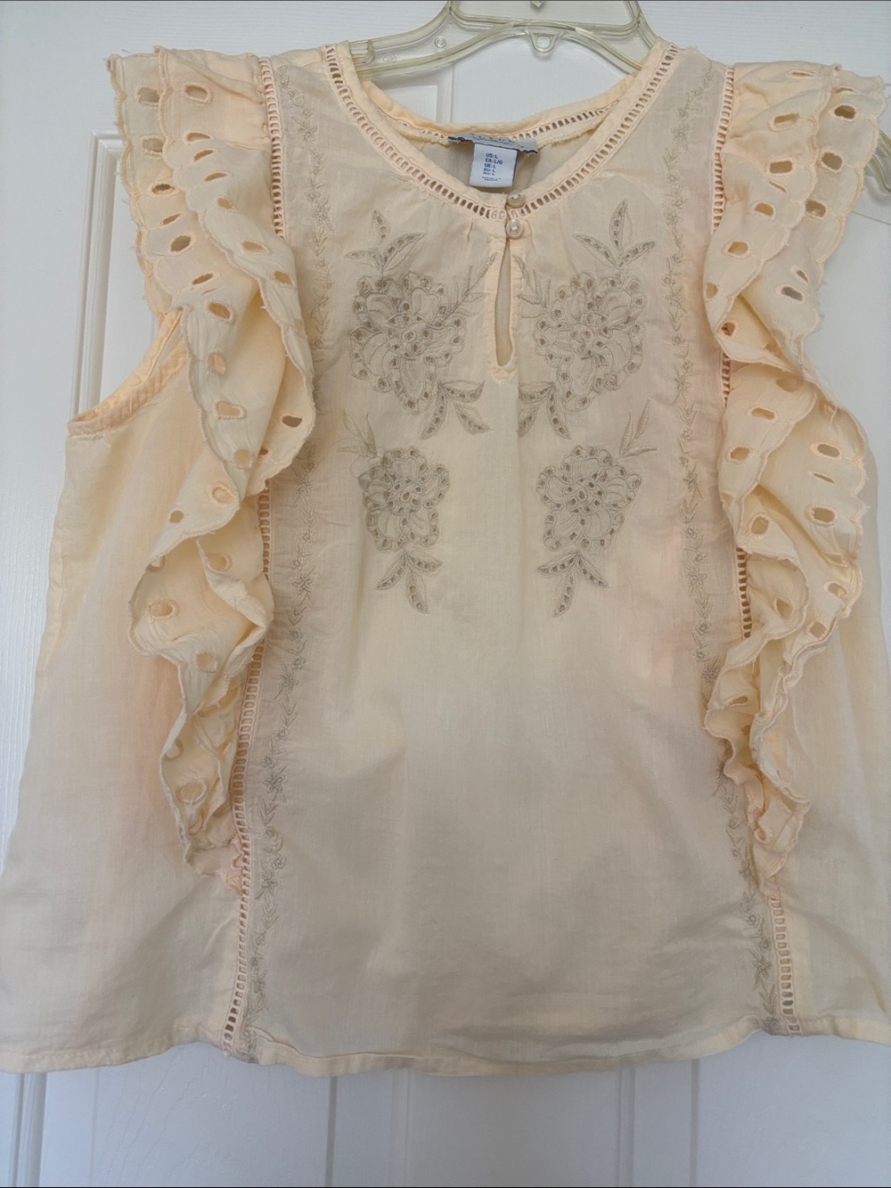 Calypso St. Barth Peach Embellished Neckline Blouse